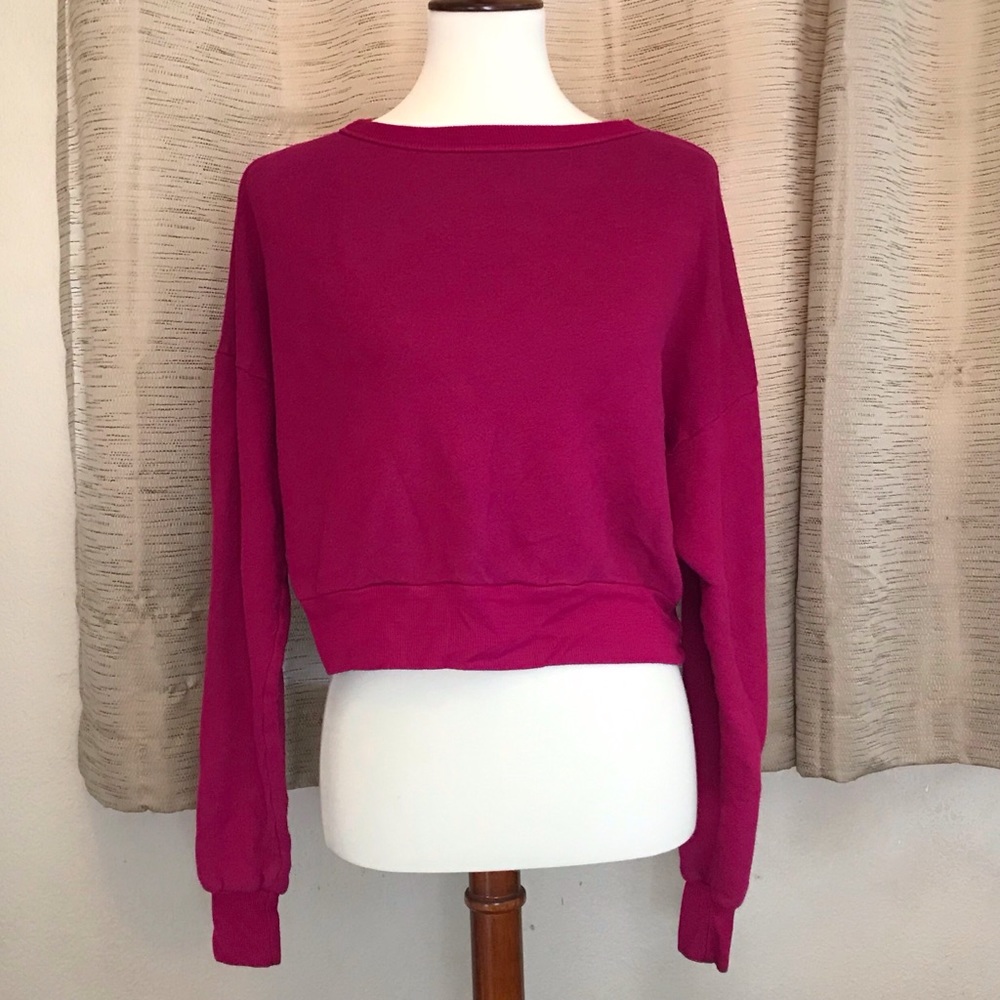 Anthropologie t.la Burgundy Slouchy Crop Sweater